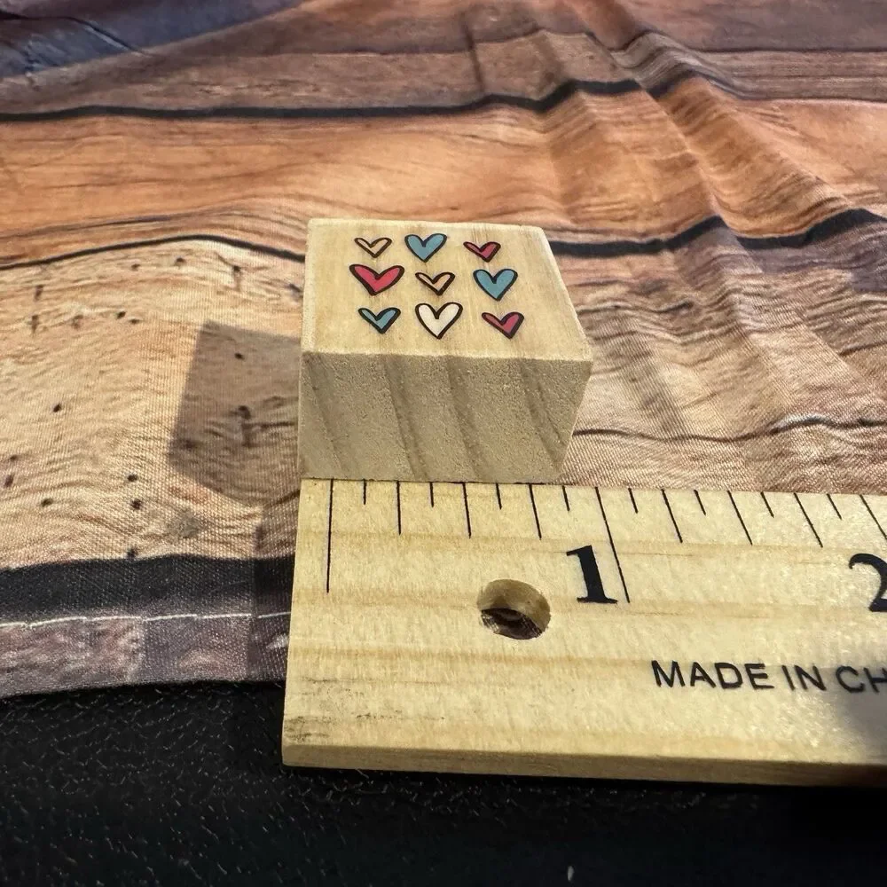 Doodle Hearts Mini Wood Rubber Stamp Background Multi Heart Craft Scrapbook